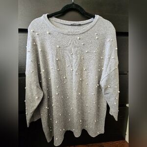 Zara Grey Pearl Sweater